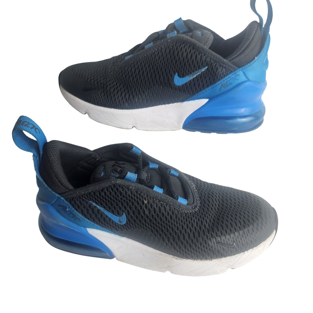 Nike Air Max 270 Black Photo Blue Kids Running Shoes AO2372-034 Size 1Y